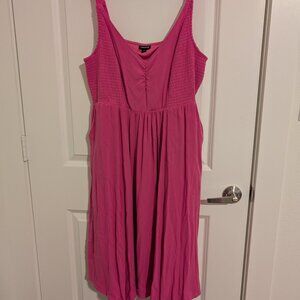 Torrid size 2 hot pink dress Lenny Smocked Bodice Midi Dress
